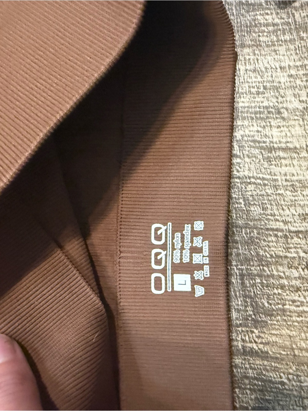 Ribbed Long Sleeve Crop Top OQQ - Chocolate Brown - Picture 3 of 3
